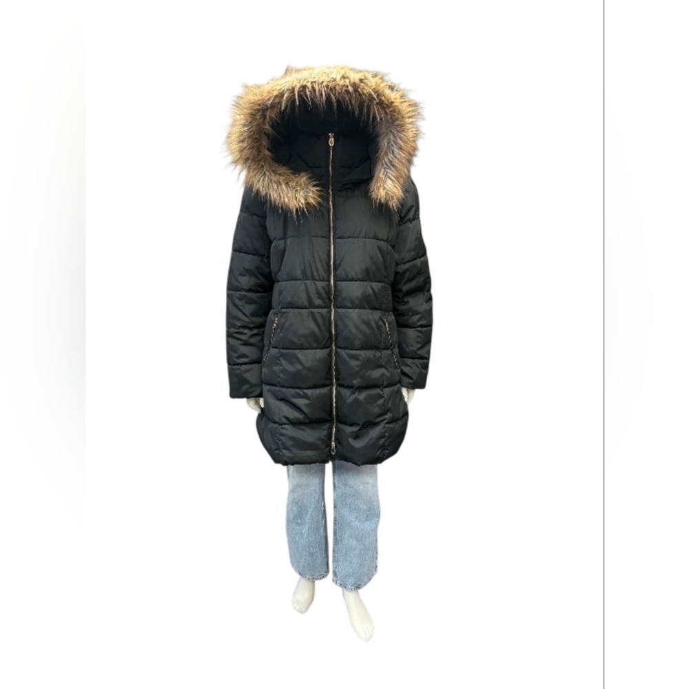 Alta Puffer Coat Black Faux Fur Hood Size 3X EUC Black Puffer